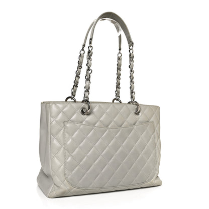 Chanel Caviar Quilted Grand Shopping Tote GST Light Grey 3 of 12