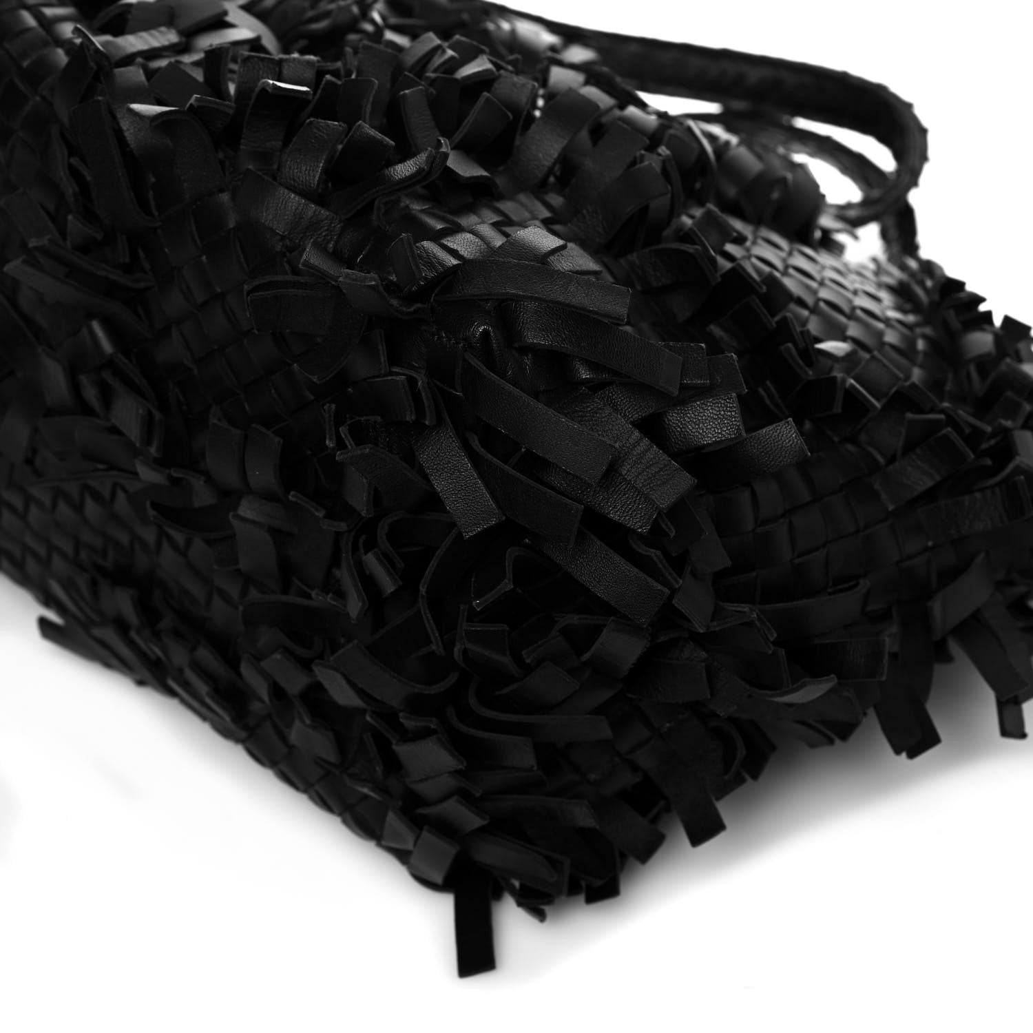 Bottega Veneta Nappa Intrecciato Patchwork Frayed Tote Black 8 of 10