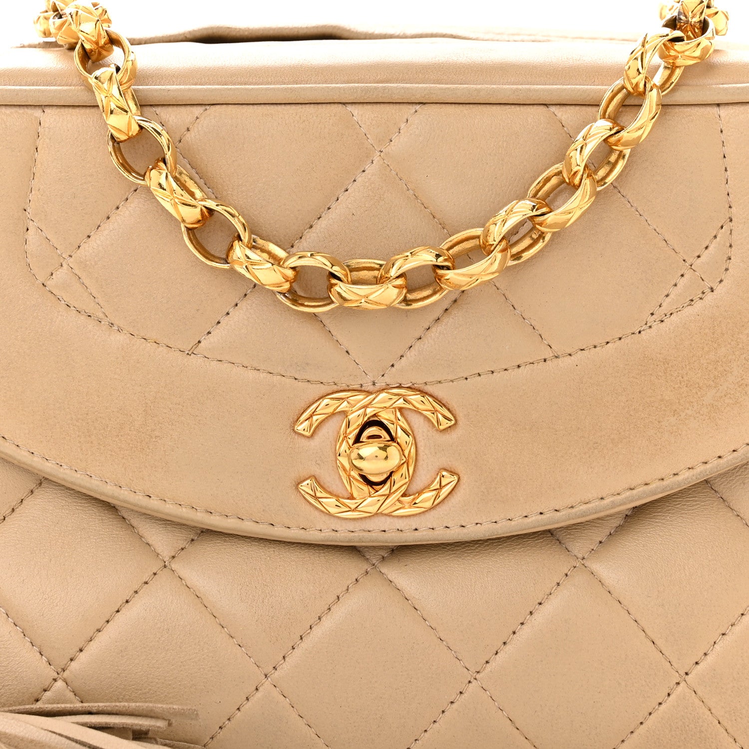 Chanel Lambskin Quilted Tassel Flap Camera Bag Light Beige 9 of 12