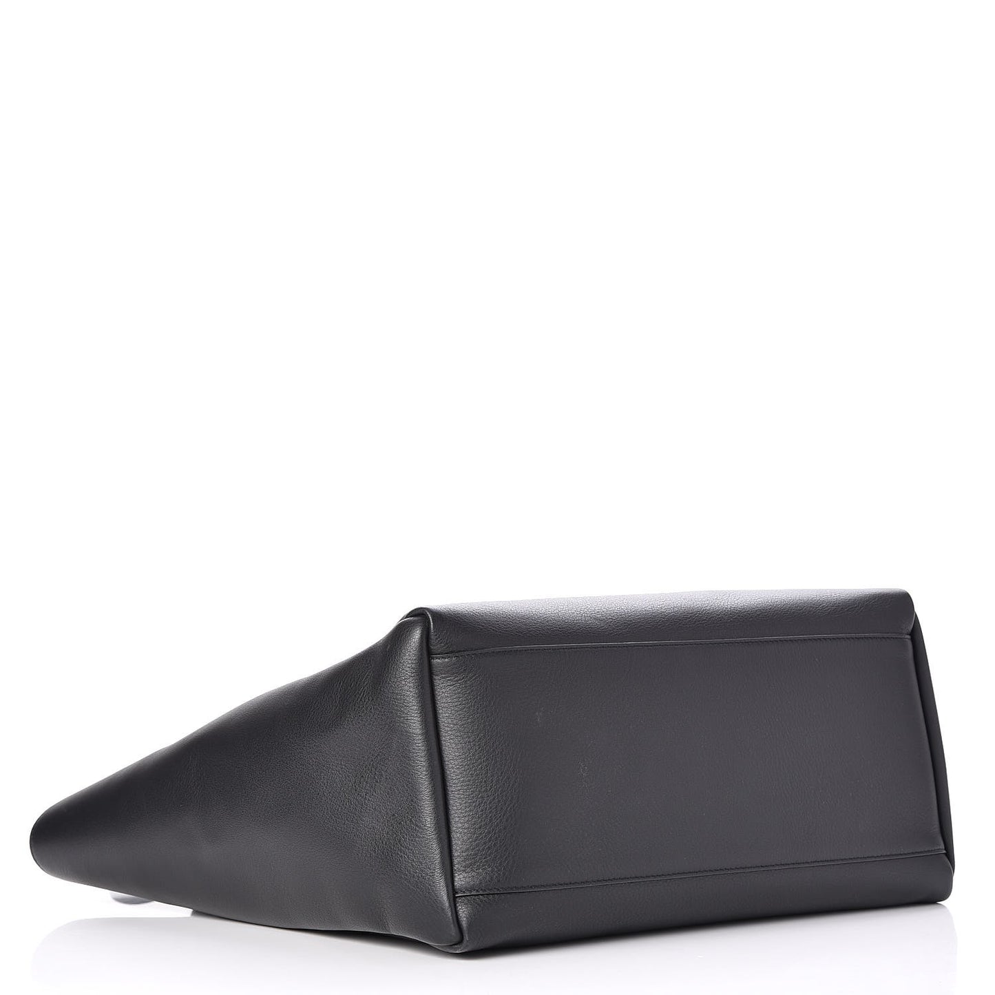 Calfskin Logo Medium Shopping Tote Black