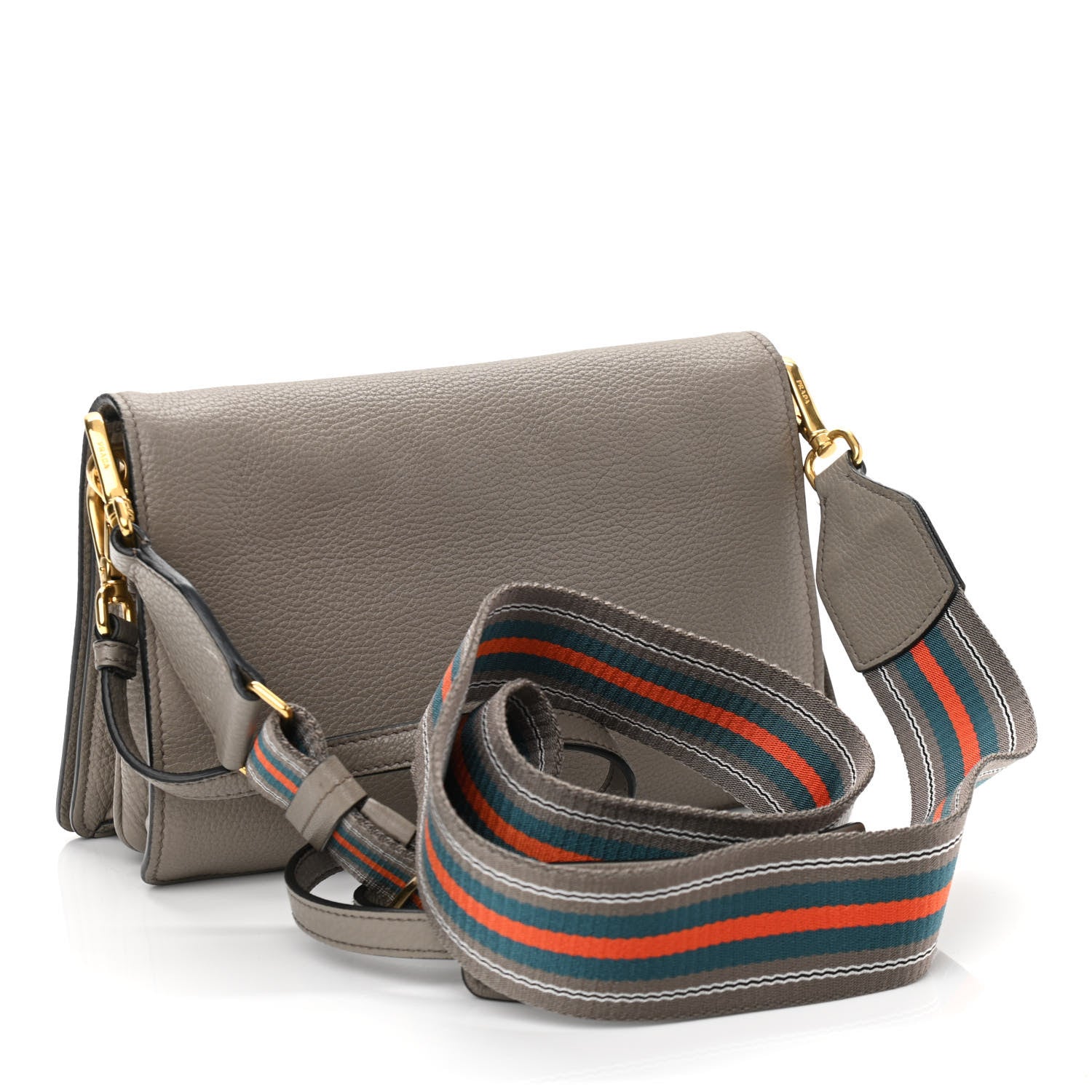 Prada Vitello Daino Flap Crossbody Argilla 3 of 10