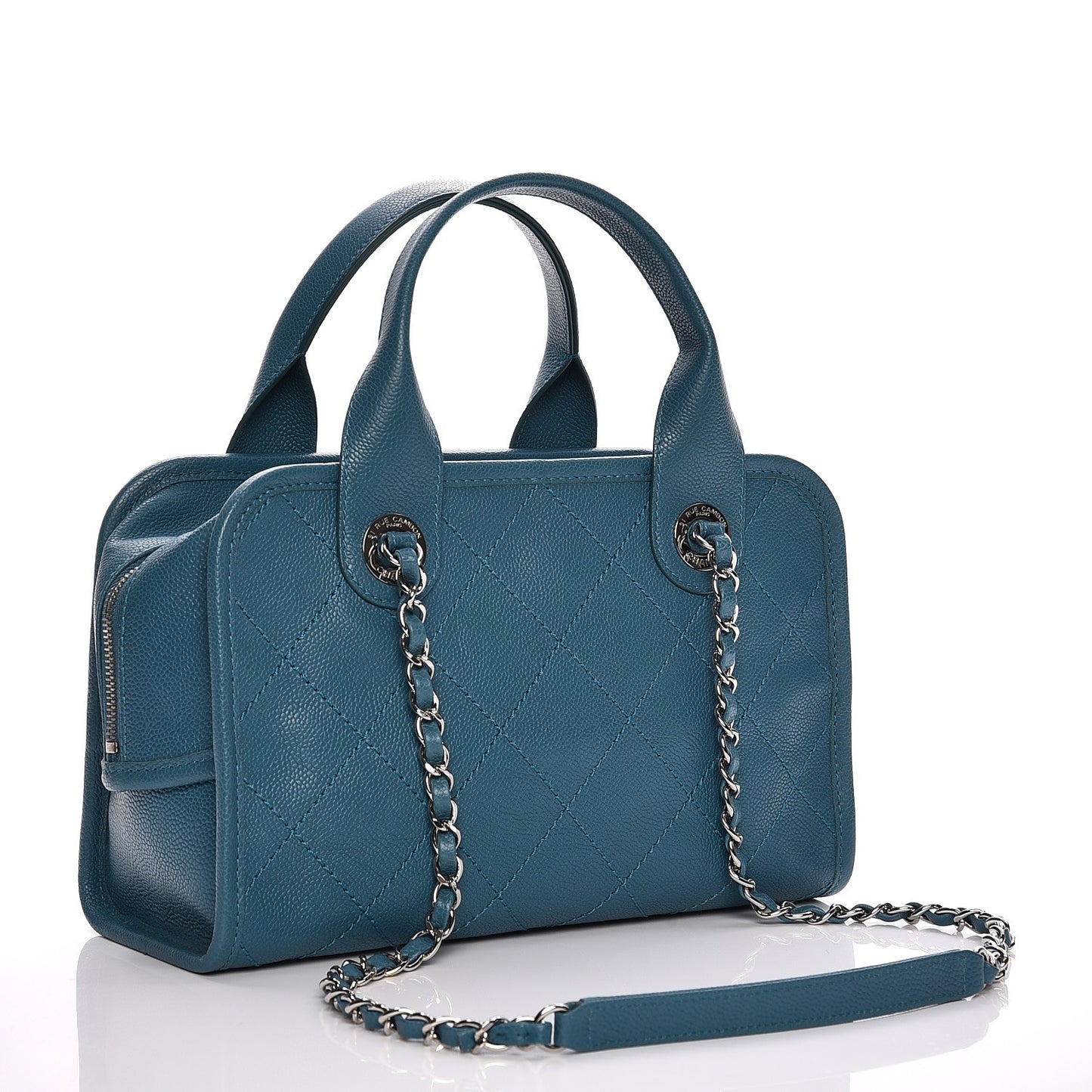 Caviar Quilted Small Deauville Bowling Bag Blue
