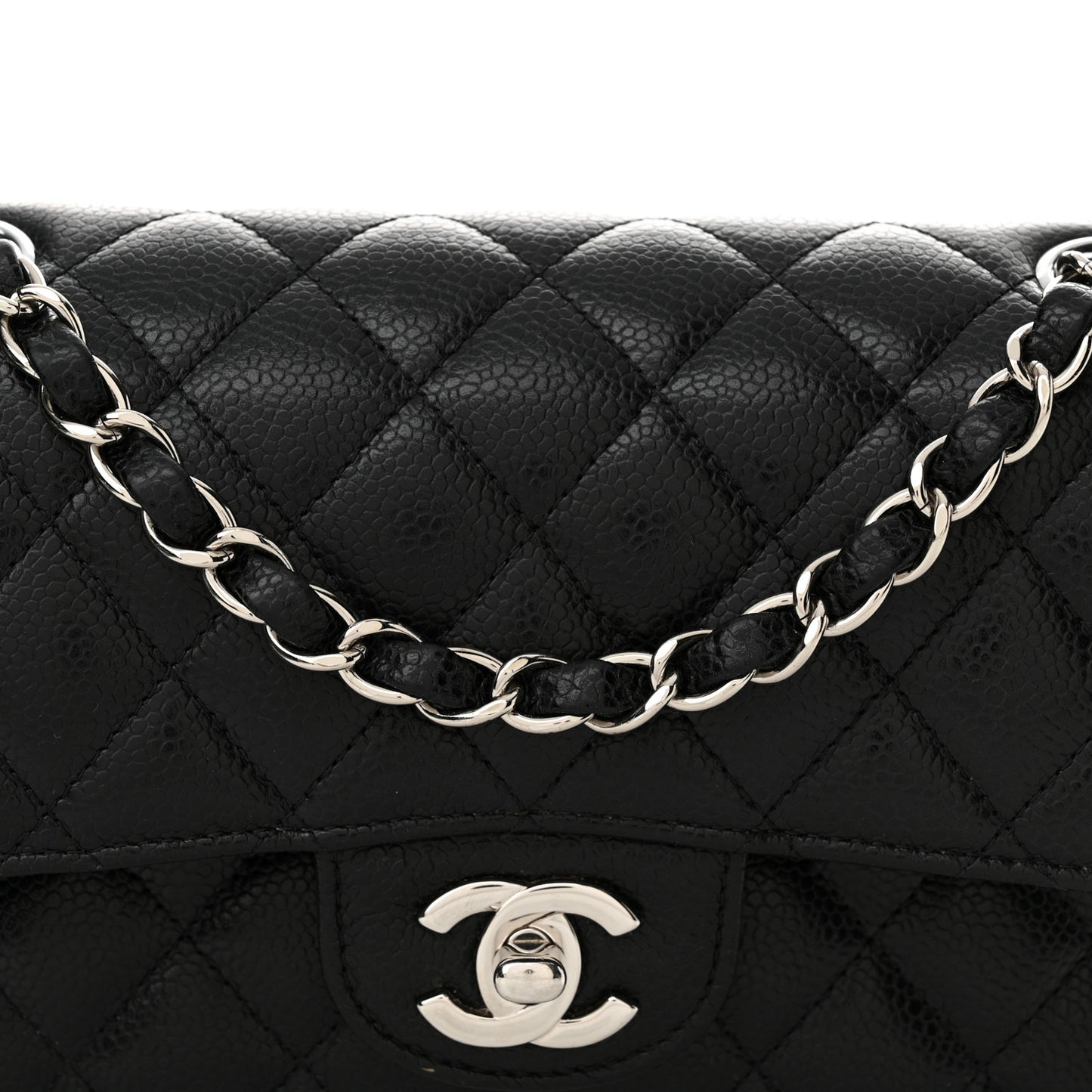 Caviar Quilted Small Double Flap Black