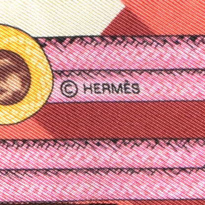 Hermes Silk Brandebourgs Twilly Corail Rose Jaune D'Or 3 of 4