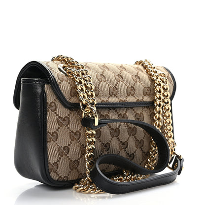 Gucci Monogram Matelasse Diagonal Mini GG Marmont Shoulder Bag Beige Black 3 of 10
