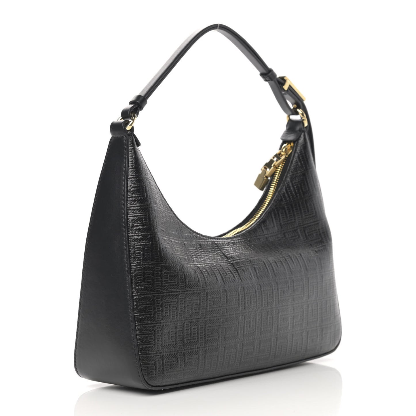 Coated Canvas Logo 4G Embossed Small Moon Cut Out Shoulder Bag Black