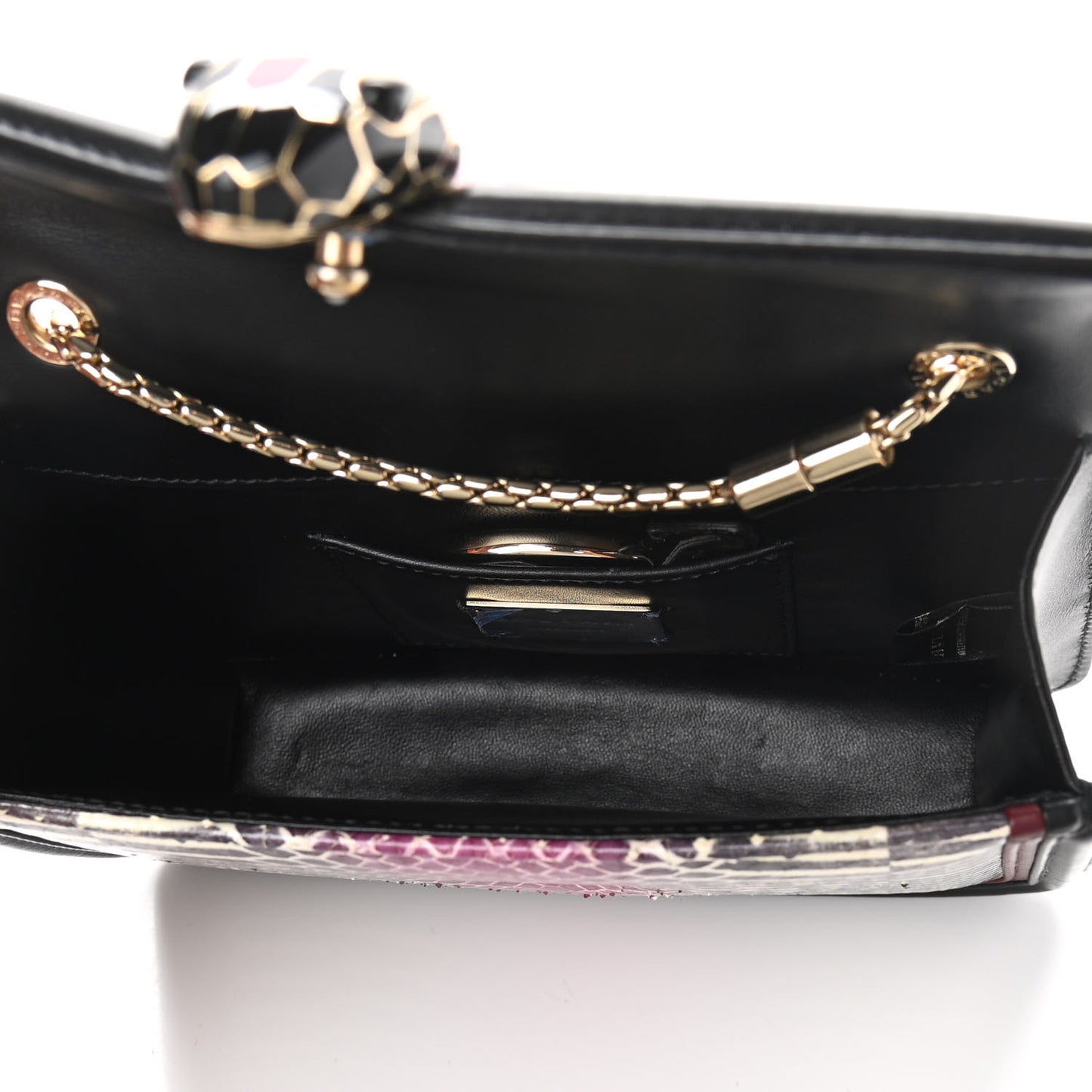 Calfskin Elaphe Serpenti Forever Crossbody Bag Ruby Wine Black Multicolor