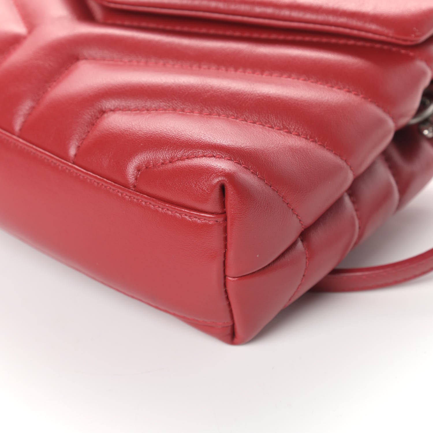 Saint Laurent Calfskin Y Quilted Monogram Toy Loulou Crossbody Bag Rouge Eros 10 of 10