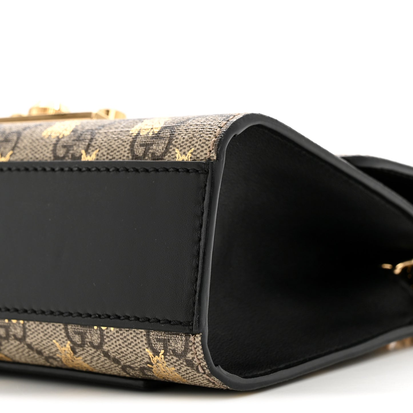 GG Supreme Monogram Bees Small Padlock Shoulder Bag Black