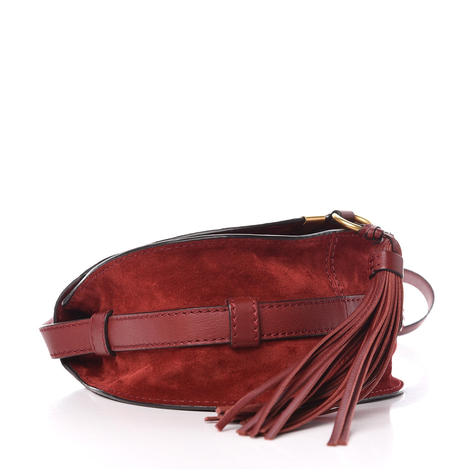 Chloe Suede Calfskin Braided Mini Marcie Round Crossbody Bag Red 4 of 11