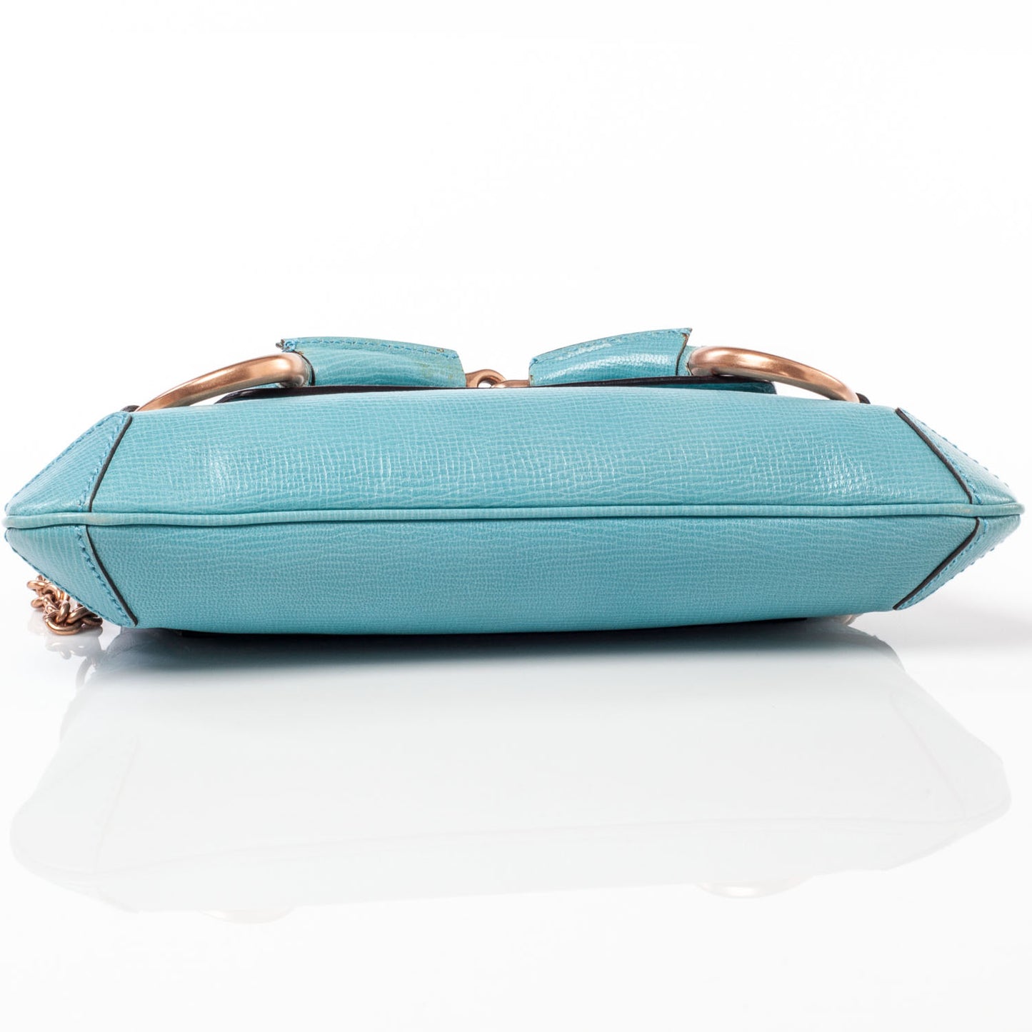 Leather Horsebit Clutch Bag Turquoise