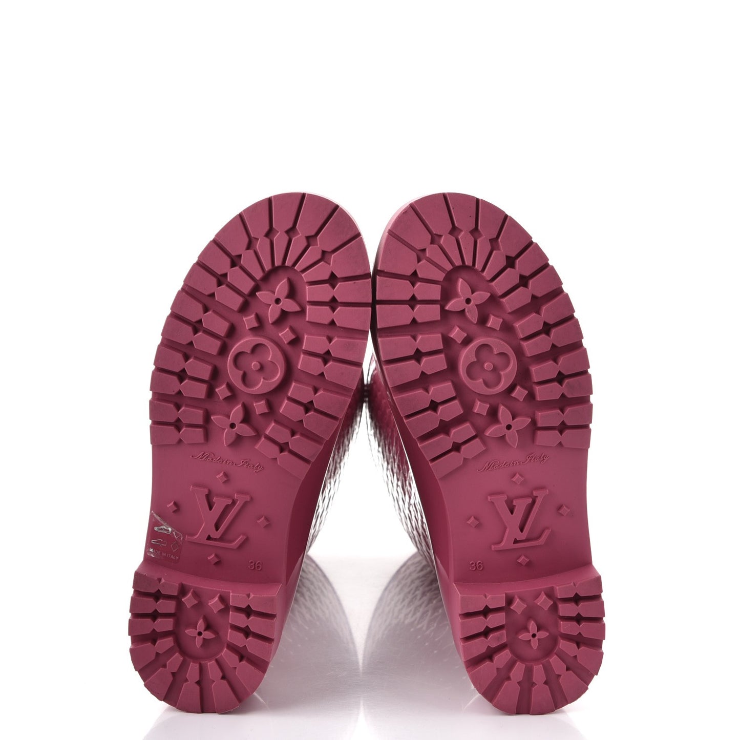 Rubber Embossed Monogram Splash Rain Boots 36 Pink