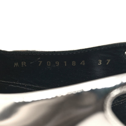 Saint Laurent Glazed Calfskin Tom 90 Dream Slingback Pumps 37 Argento 6 of 9