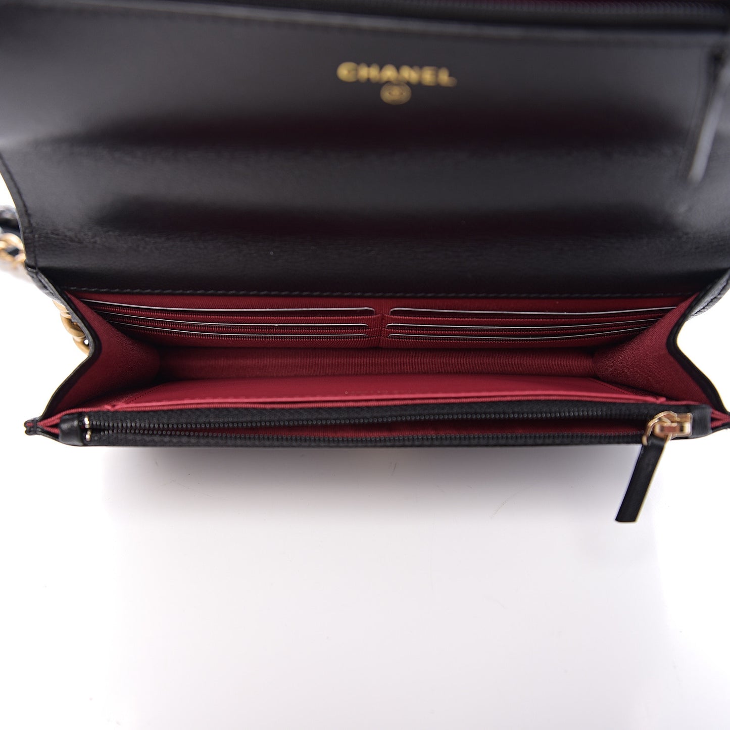 Goatskin Quilted 19 Wallet On Chain WOC Black