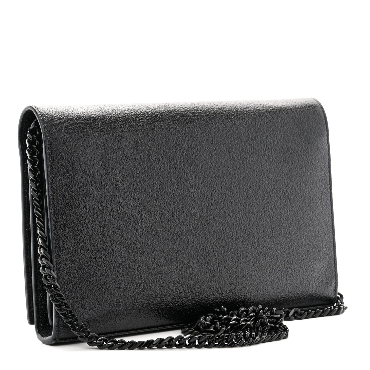Saint Laurent Grained Metallic Calfskin Monogram Chain Wallet Black 3 of 11