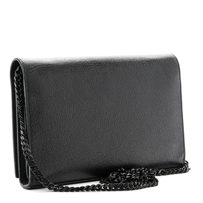 Saint Laurent Grained Metallic Calfskin Monogram Chain Wallet Black 3 of 11