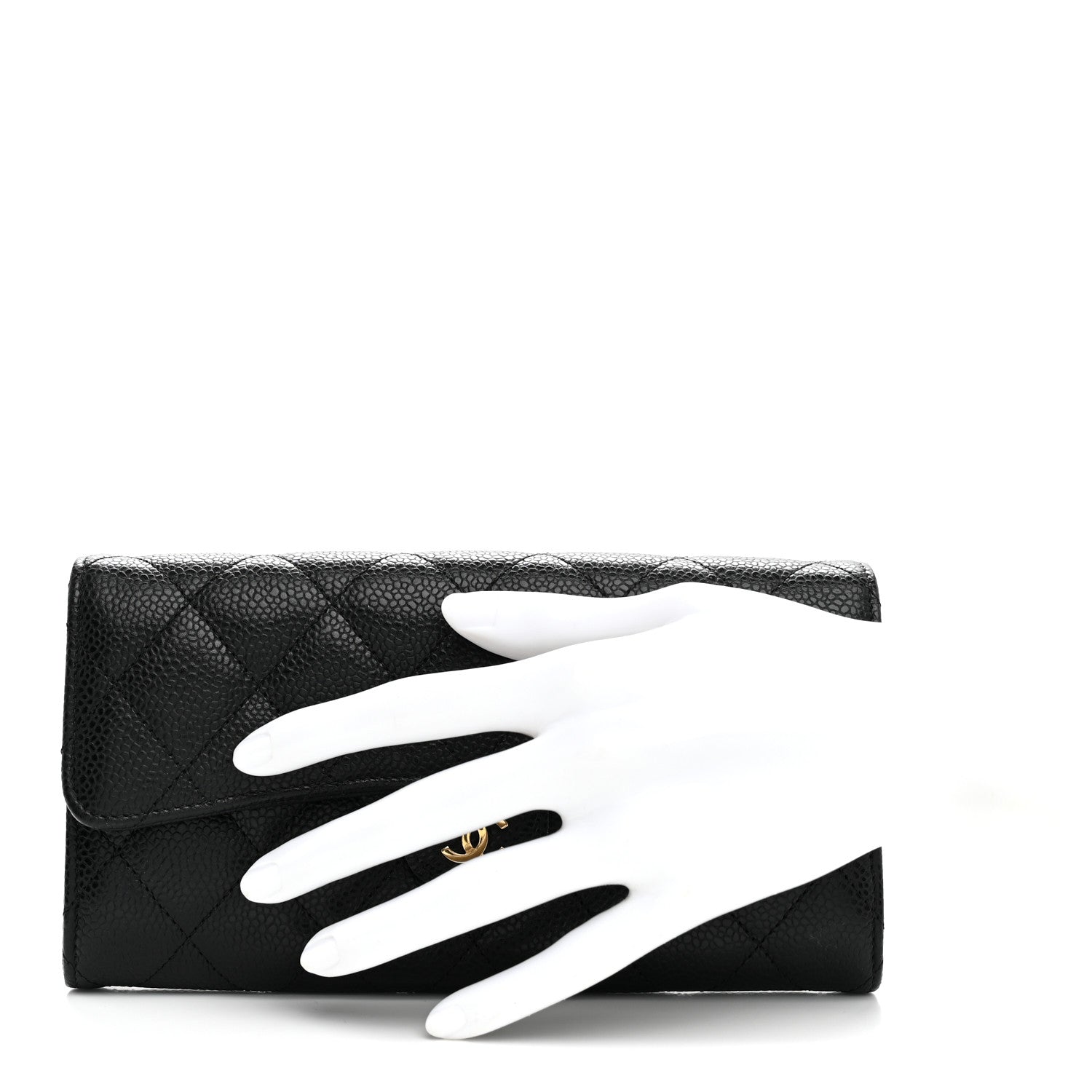 Chanel Caviar Quilted Large Gusset Flap Wallet Black 2 of 8