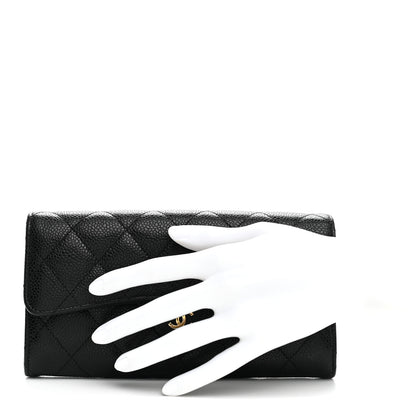 Chanel Caviar Quilted Large Gusset Flap Wallet Black 2 of 8