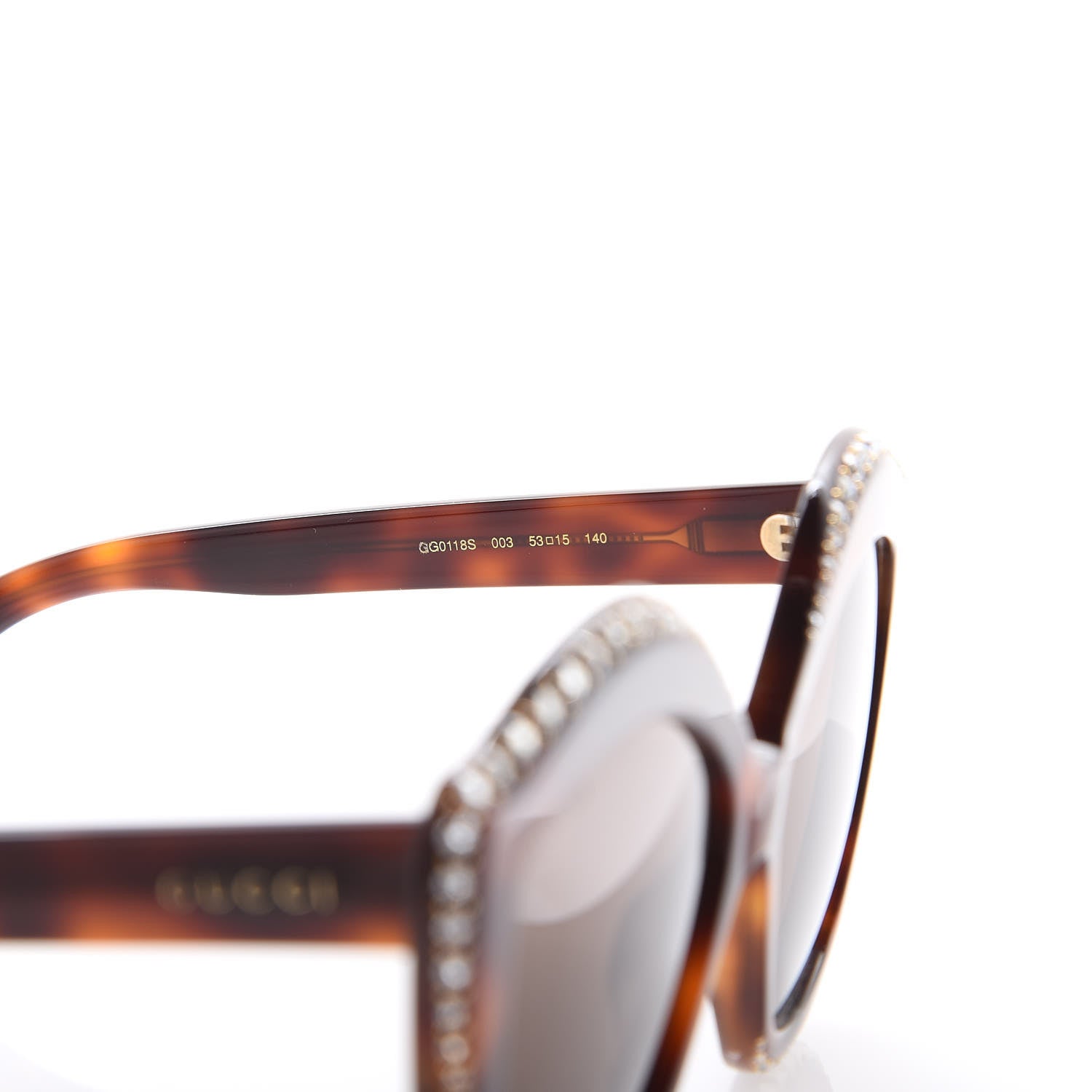 Gucci Crystal Cat Eye GG0118S Sunglasses Havana Brown 5 of 7