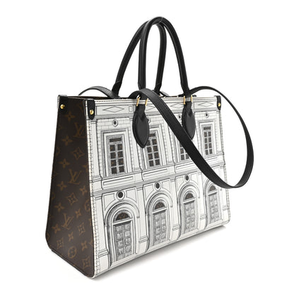 Louis Vuitton X FORNASETTI Calfskin Architettura Onthego MM Black White 3 of 17