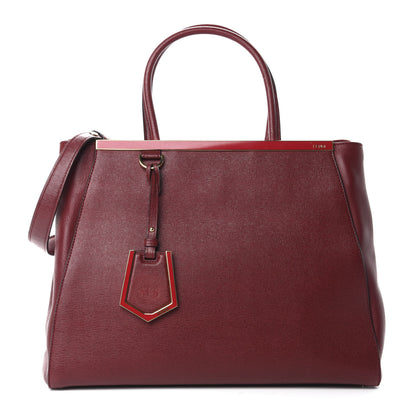 Fendi Vitello Elite Regular 2Jours Tote Rosso Scuro Ciliegia 1 of 11