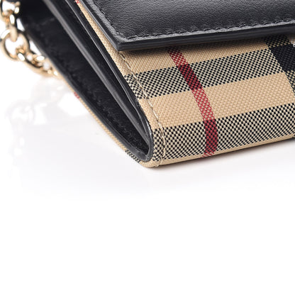 Burberry Calfskin Horseferry Check Henley Wallet On Chain Black 8 of 9