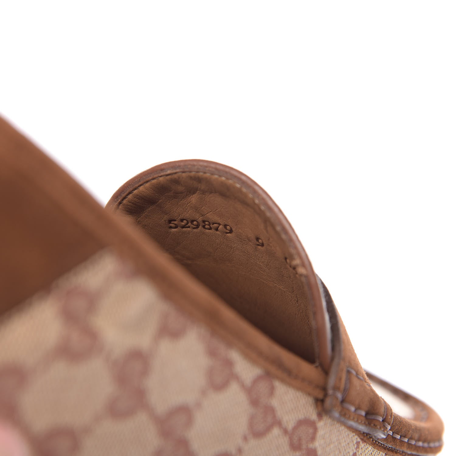 Gucci GG Monogram Suede Mens Driver Loafers 9 Beige Ruggine Cuir 9 of 11