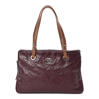 Chanel Glazed Calfskin On the Road Zip Tote Plum 1 of 10
