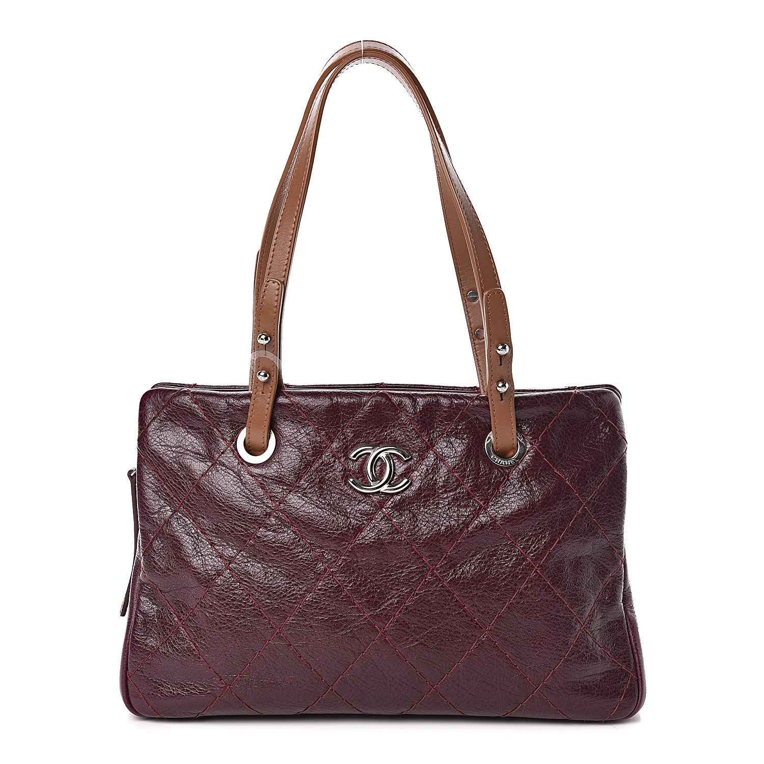Chanel Glazed Calfskin On the Road Zip Tote Plum 1 of 10