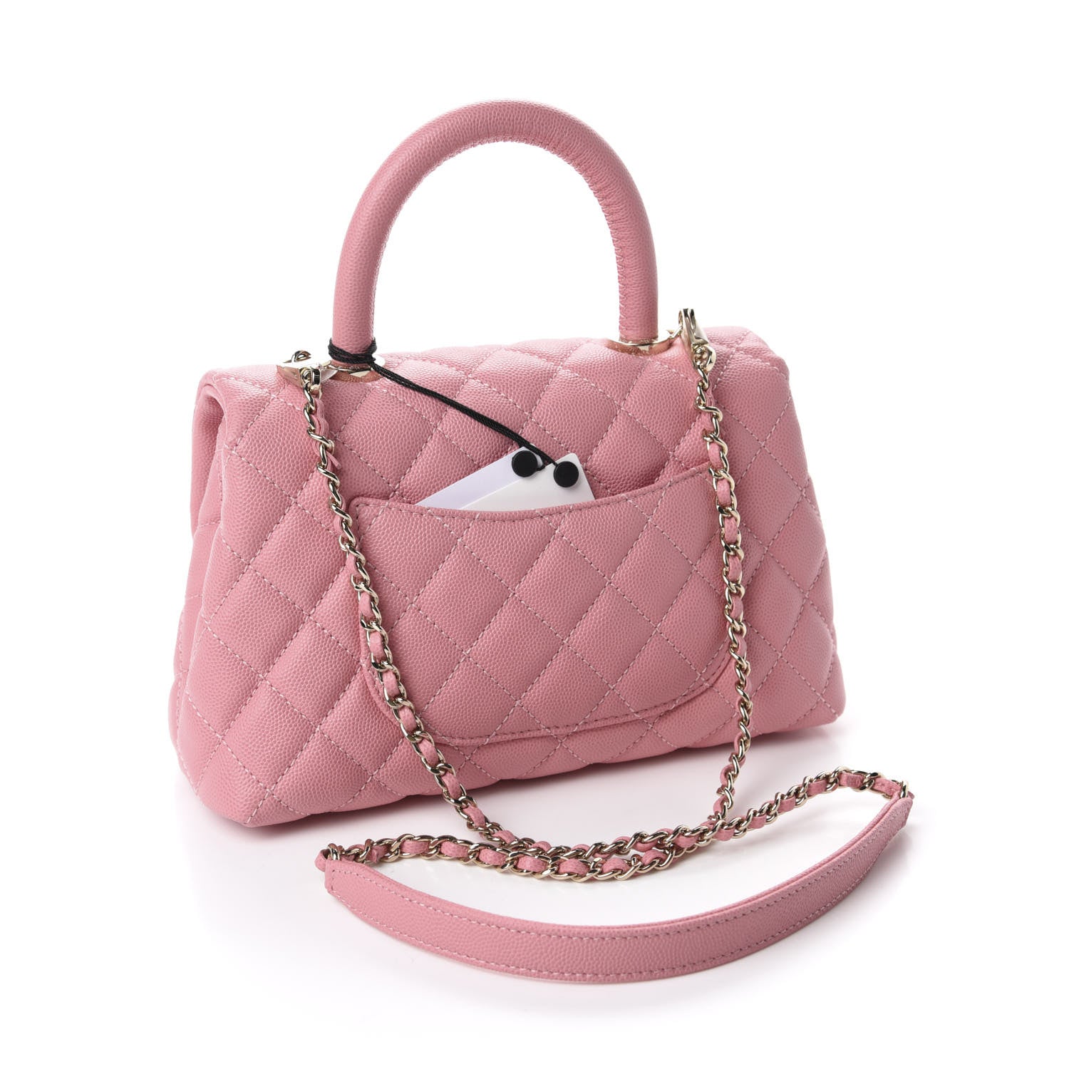 Chanel Caviar Quilted Mini Coco Handle Flap Pink 3 of 10