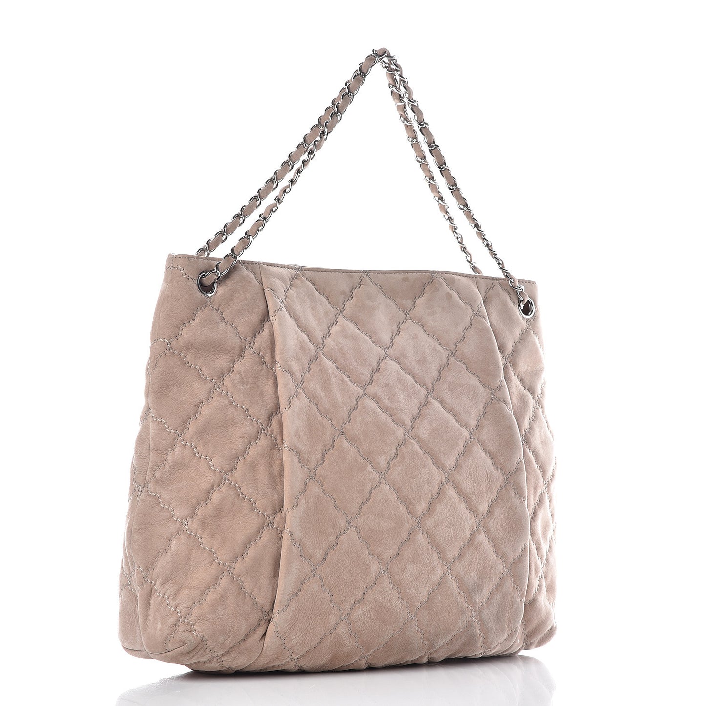 Nubuck Double Stitch Large Hamptons Shopping Tote Light Brown