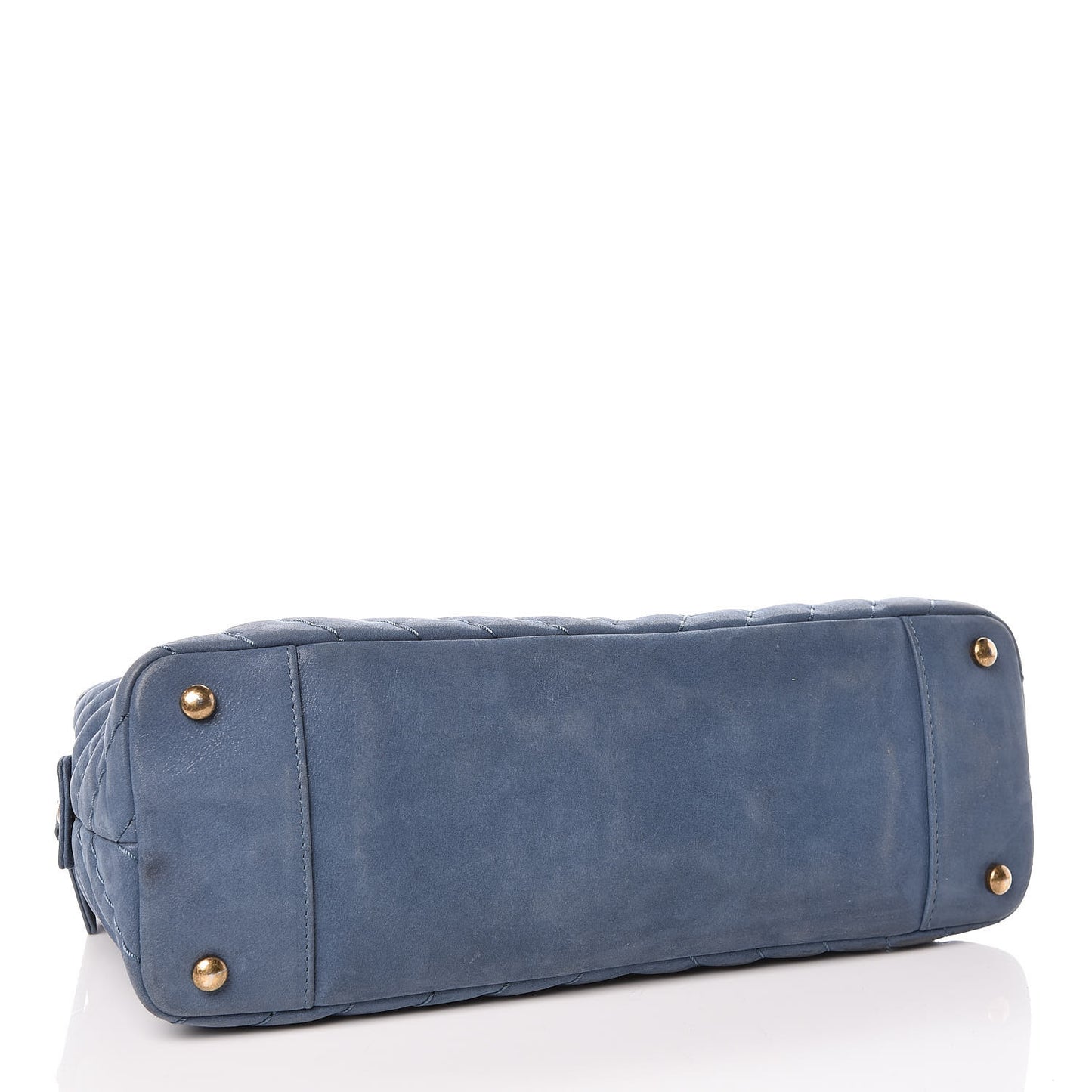 Iridescent Calfskin Chevron Quilted Surpique Tote Dark Blue