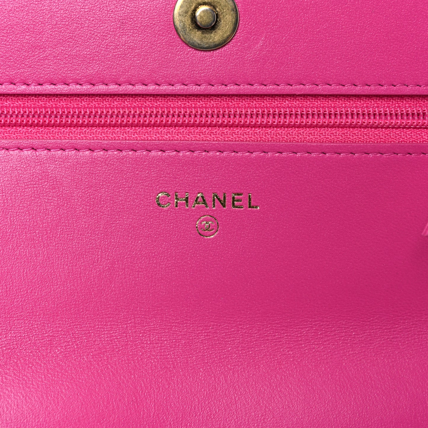 Wool Tweed Lambskin Quilted Chanel 19 Wallet On Chain WOC and Coin Purse Fuchsia
