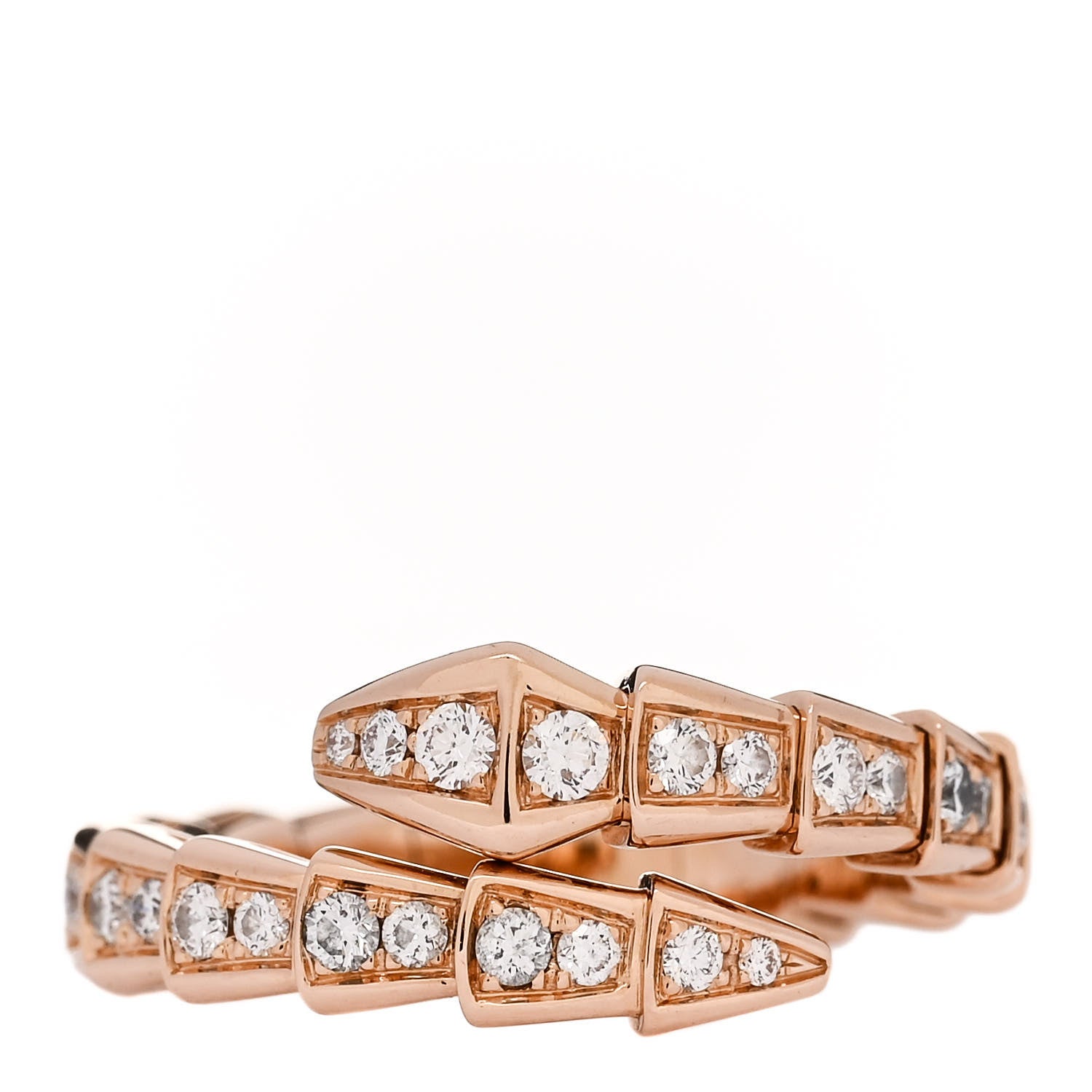 Bulgari 18K Rose Gold Diamond Serpenti Viper Pave Ring M 1 of 5