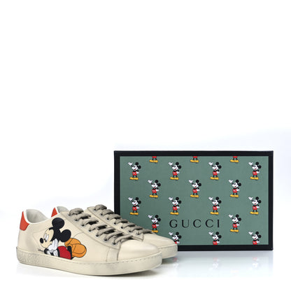 Gucci X DISNEY Miro Soft Calfskin Mickey Mouse Print Womens Ace Sneakers 37.5 Ivory Deep Orange 9 of 9