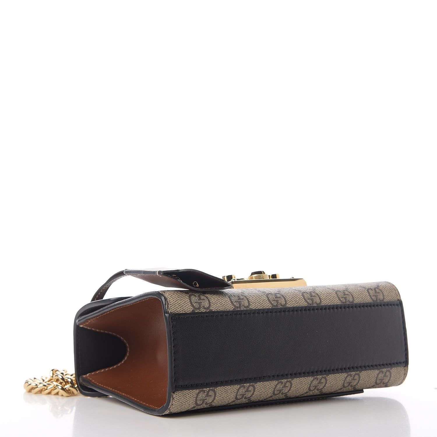 Gucci GG Supreme Monogram Calfskin Small Padlock Shoulder Bag Beige Black Cuir 5 of 12