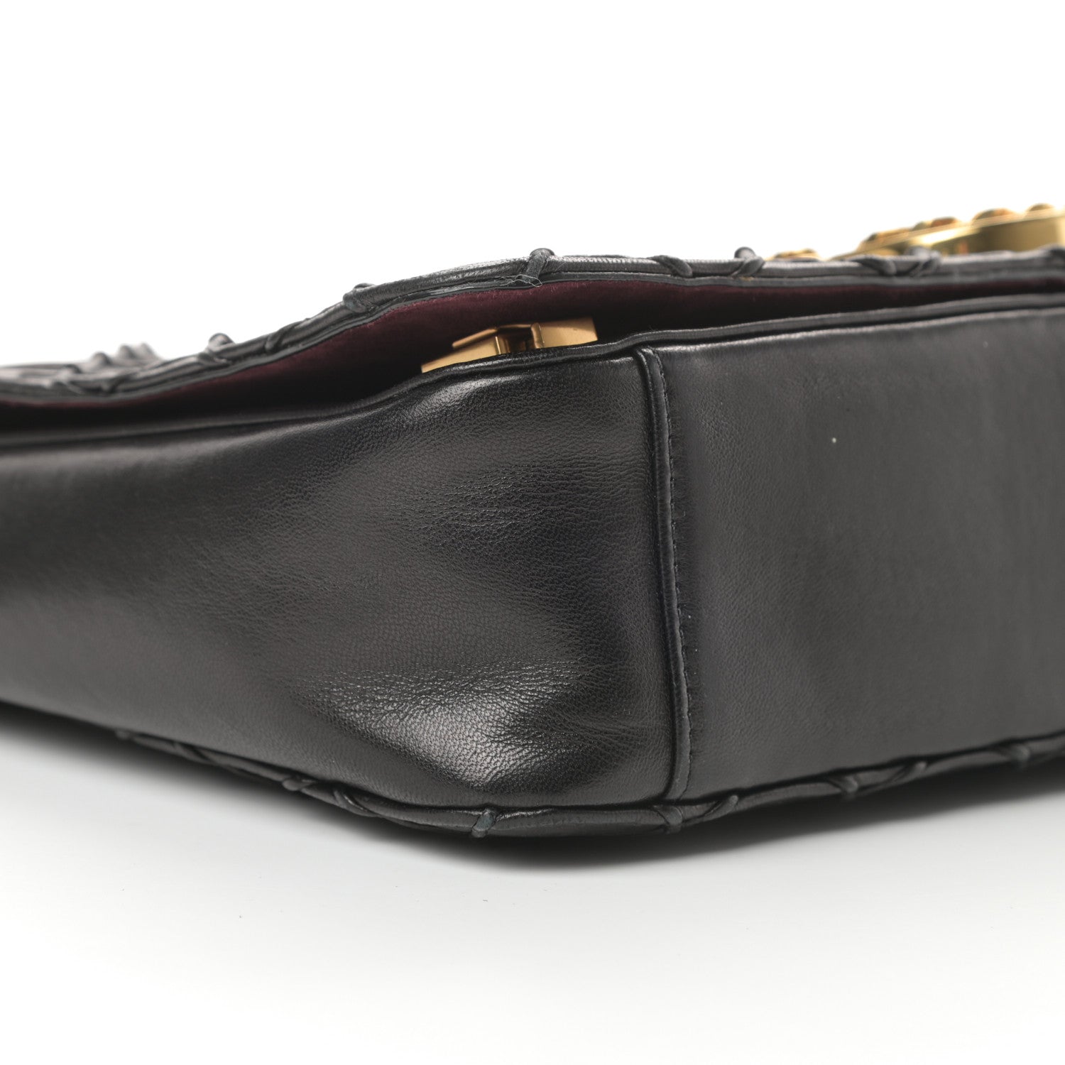Marc Jacobs Natural Grain Calfskin Quilted Double J Quilted Bag Black 8 of 12