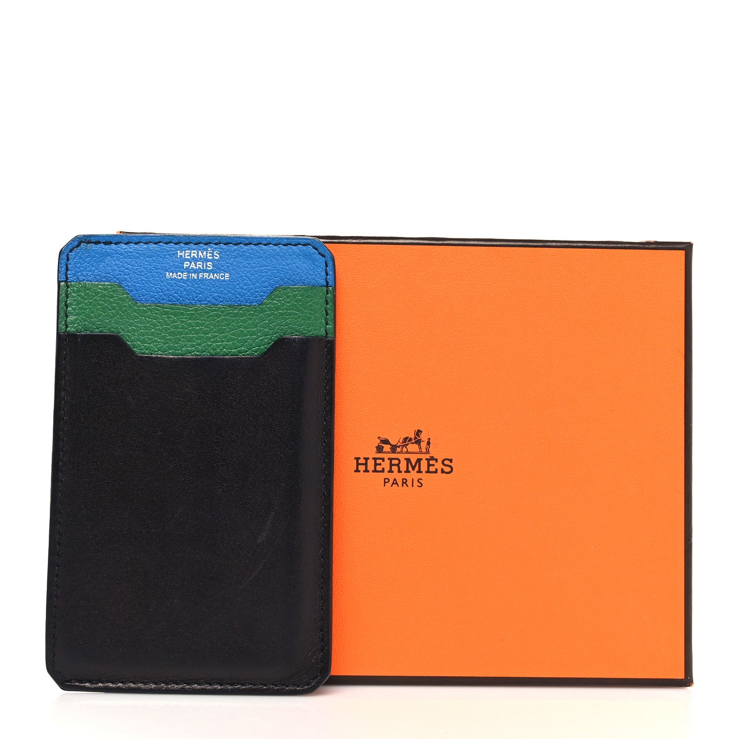 Hermes Evercolor City 3CC Colorblock Card Holder Black Vert Vertigo Bleu Frida 9 of 9
