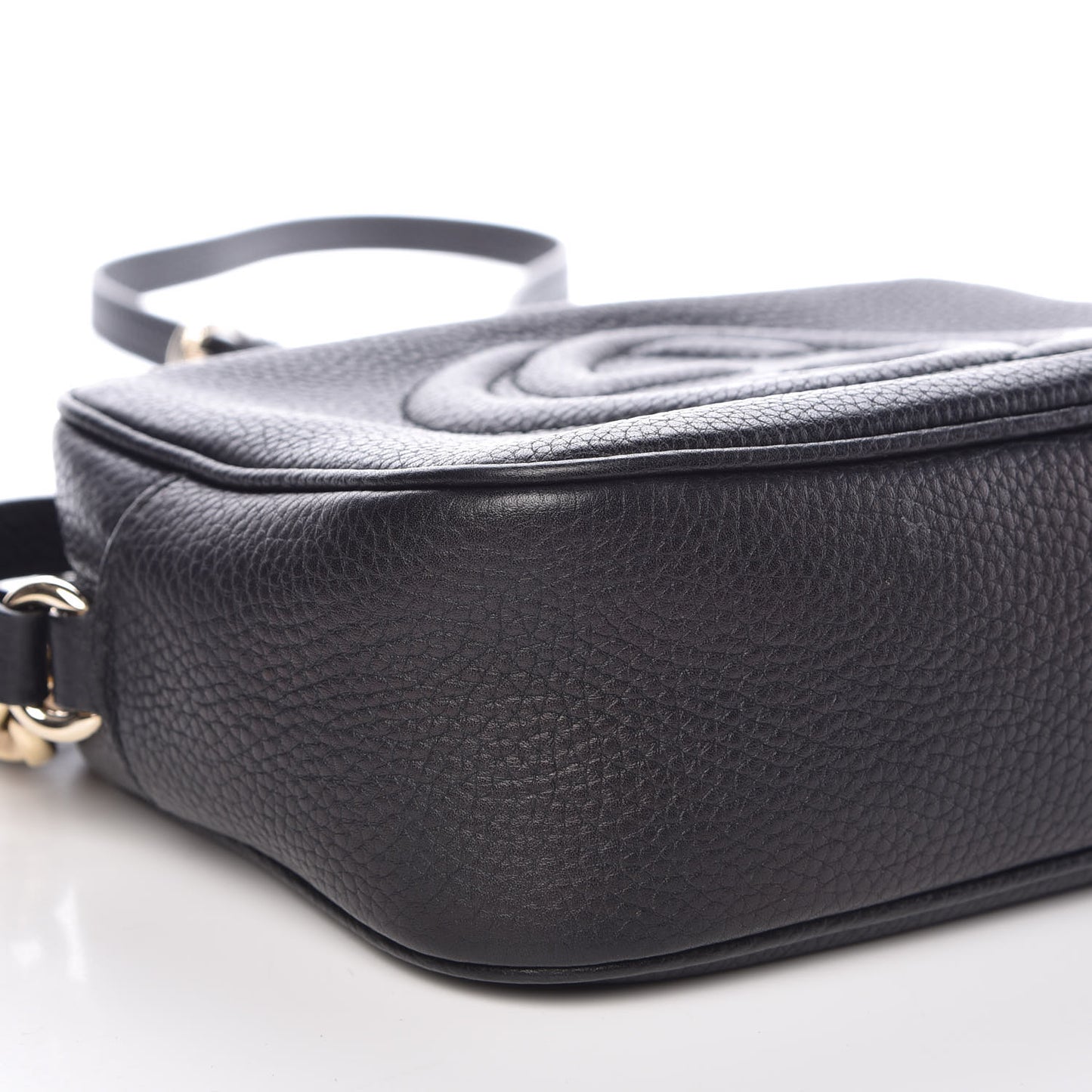 Pebbled Calfskin Small Soho Disco Bag Black