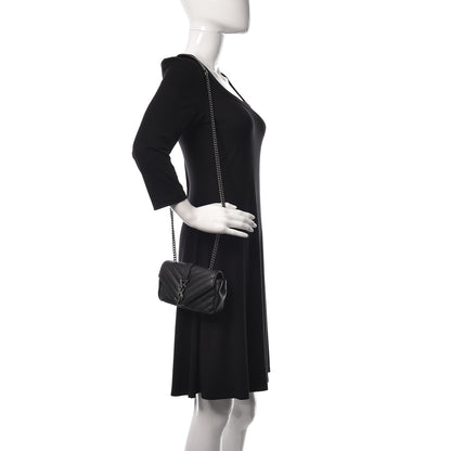 Saint Laurent Grained Calfskin Matelasse Chevron Classic Monogram Baby Chain Bag Black 2 of 9