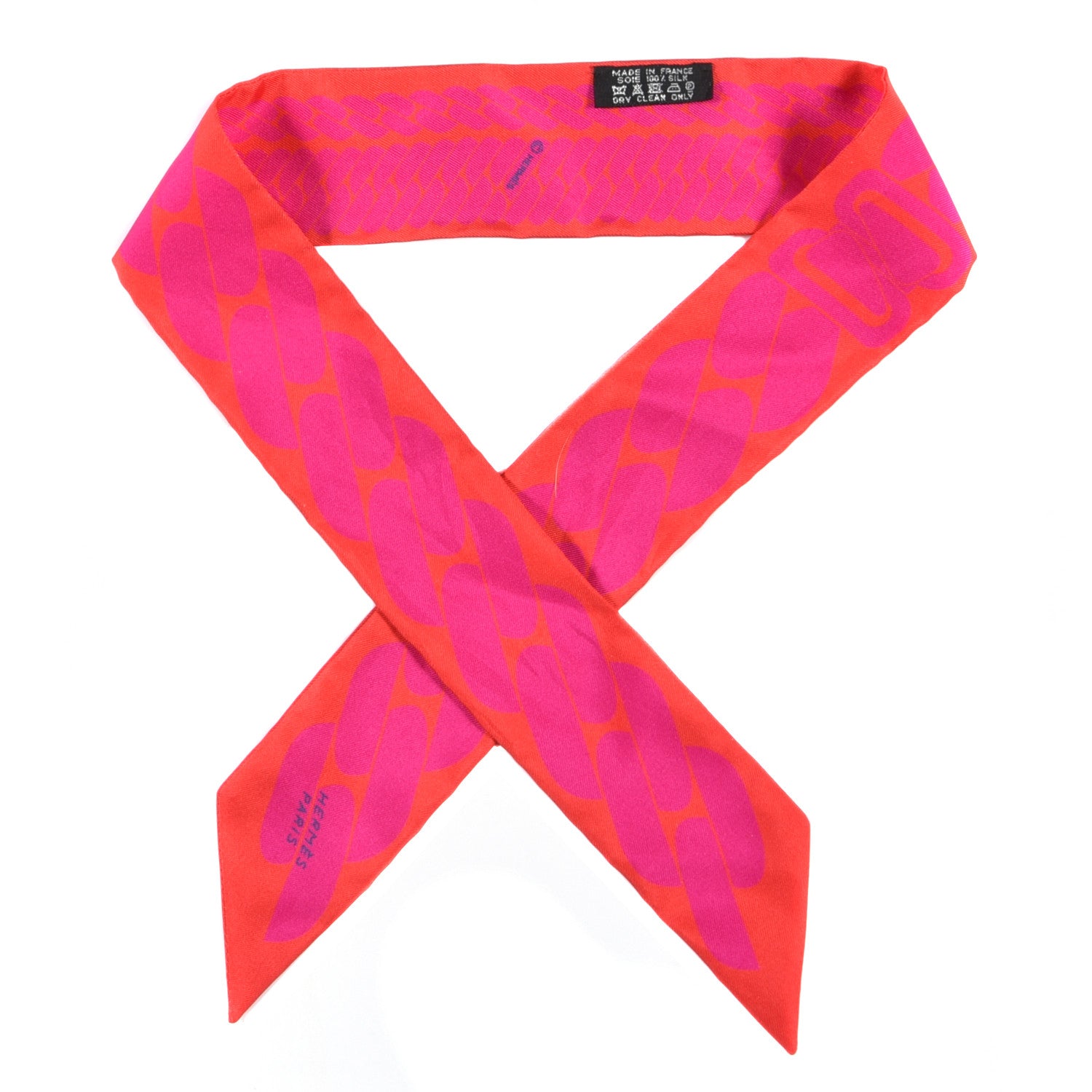 Hermes Silk Clic C'est Noue Twilly Rouge Grenadine Fuchsia 1 of 4