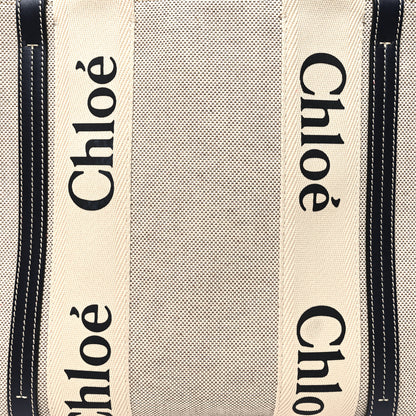 Chloe Cotton Calfskin Medium Woody Ribbon Tote White Black 8 of 14