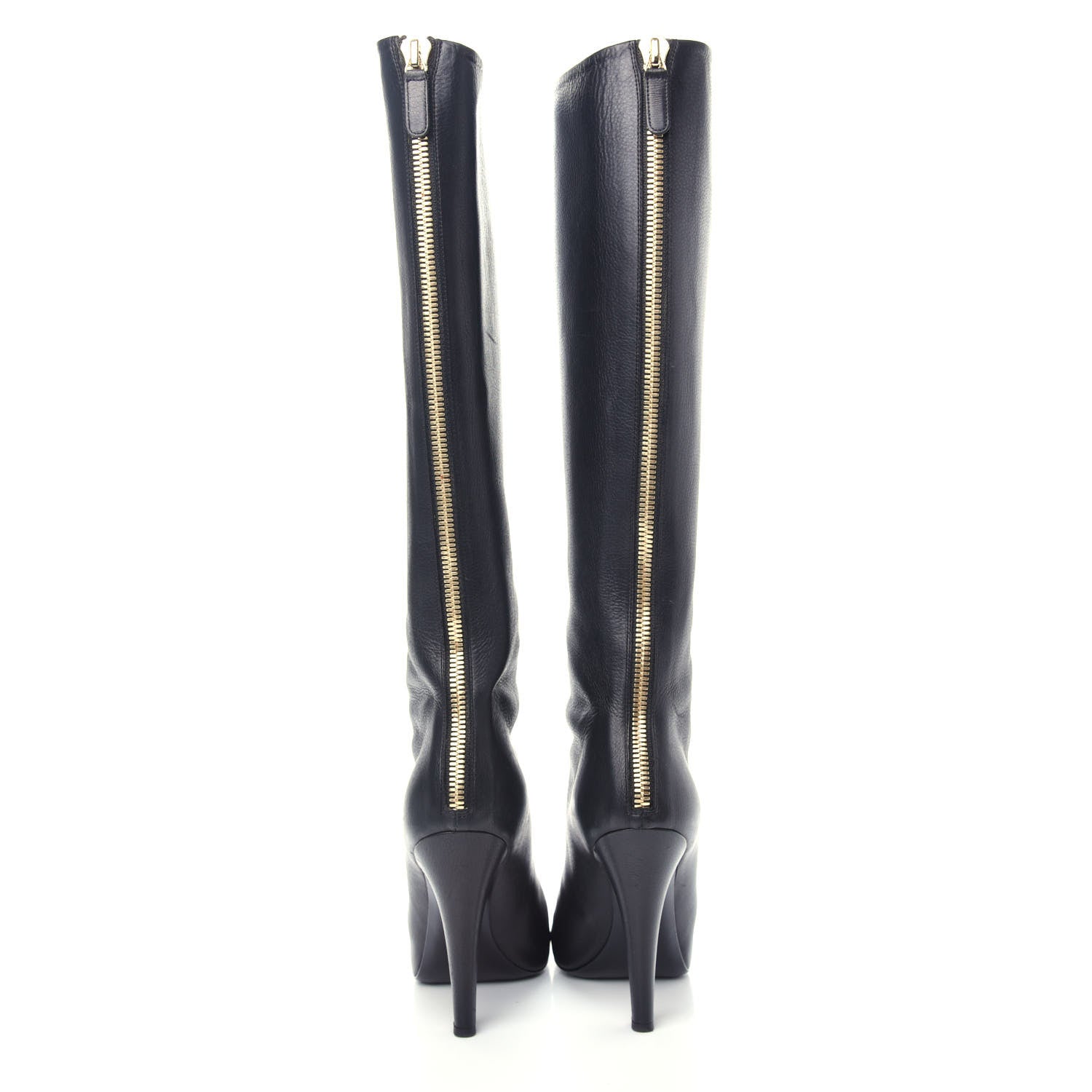 Chanel Calfskin Pearl Knee High Boots 37 Black 7 of 12
