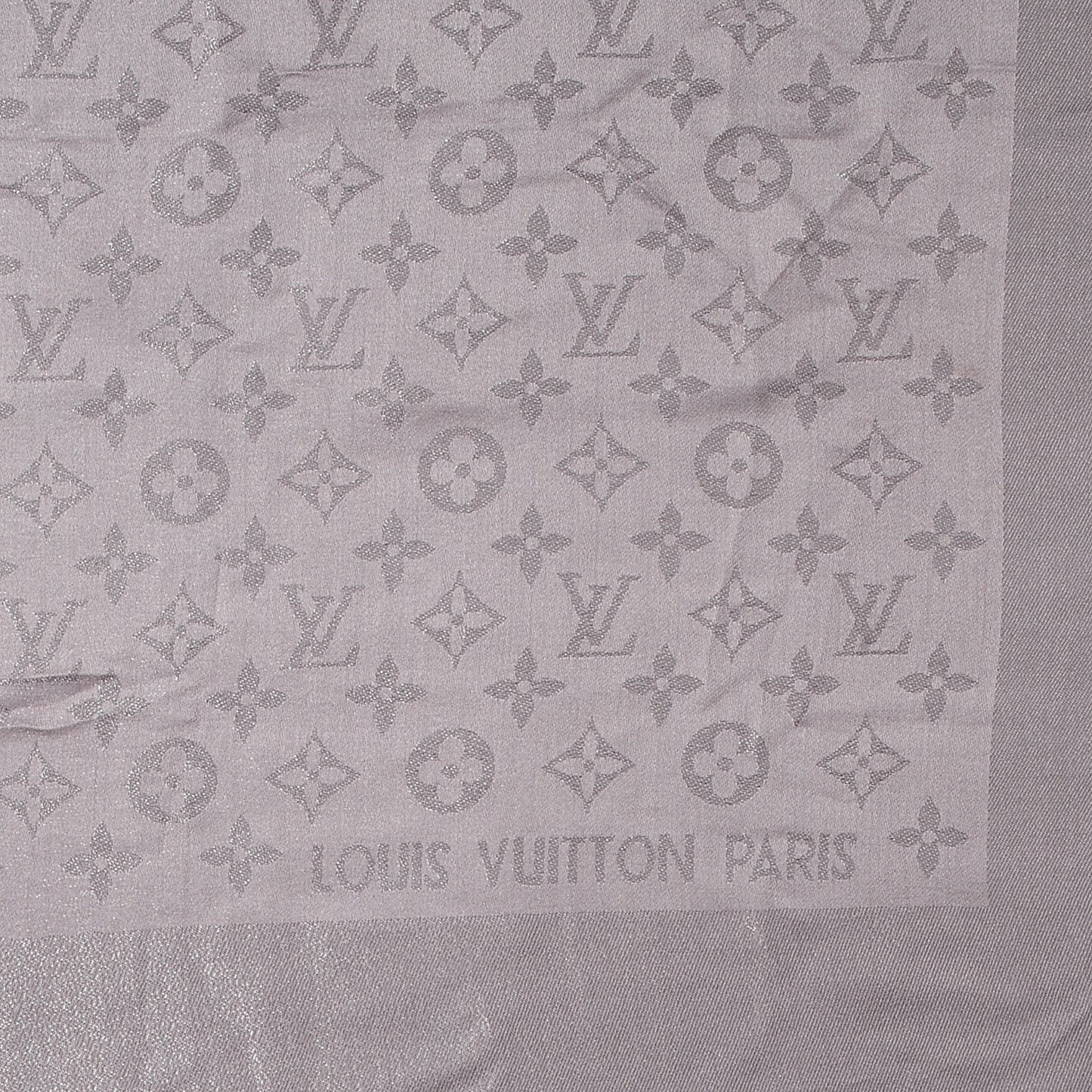 Silk Lurex Wool Monogram Shine Shawl Pearl Grey