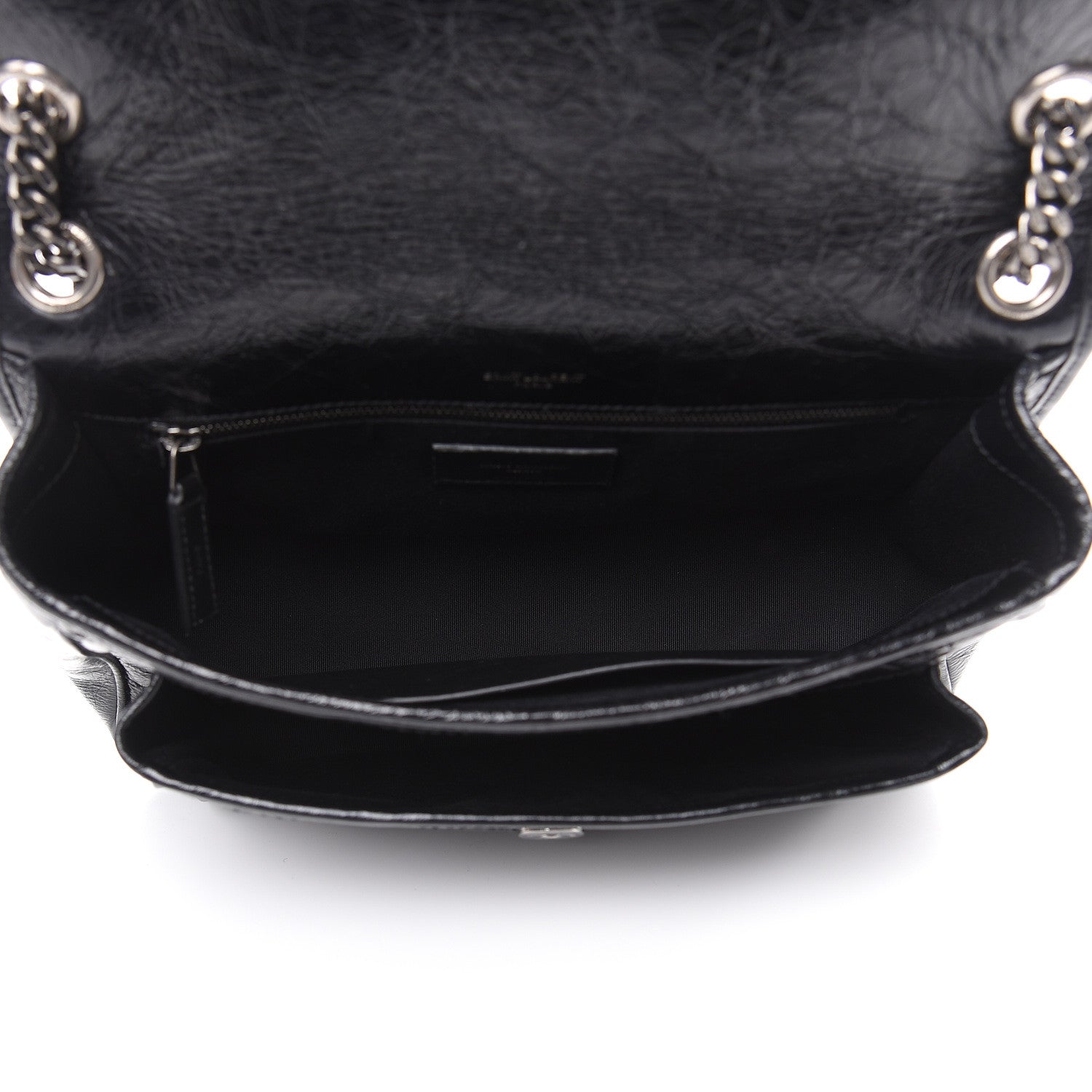Saint Laurent Crinkled Calfskin Matelasse Monogram Medium Niki Chain Satchel Black 5 of 13
