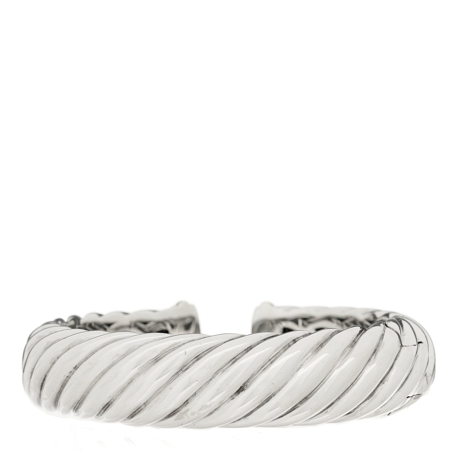 Sterling Silver 18K Yellow Gold 14mm Sculpted Cable Cuff Bracelet