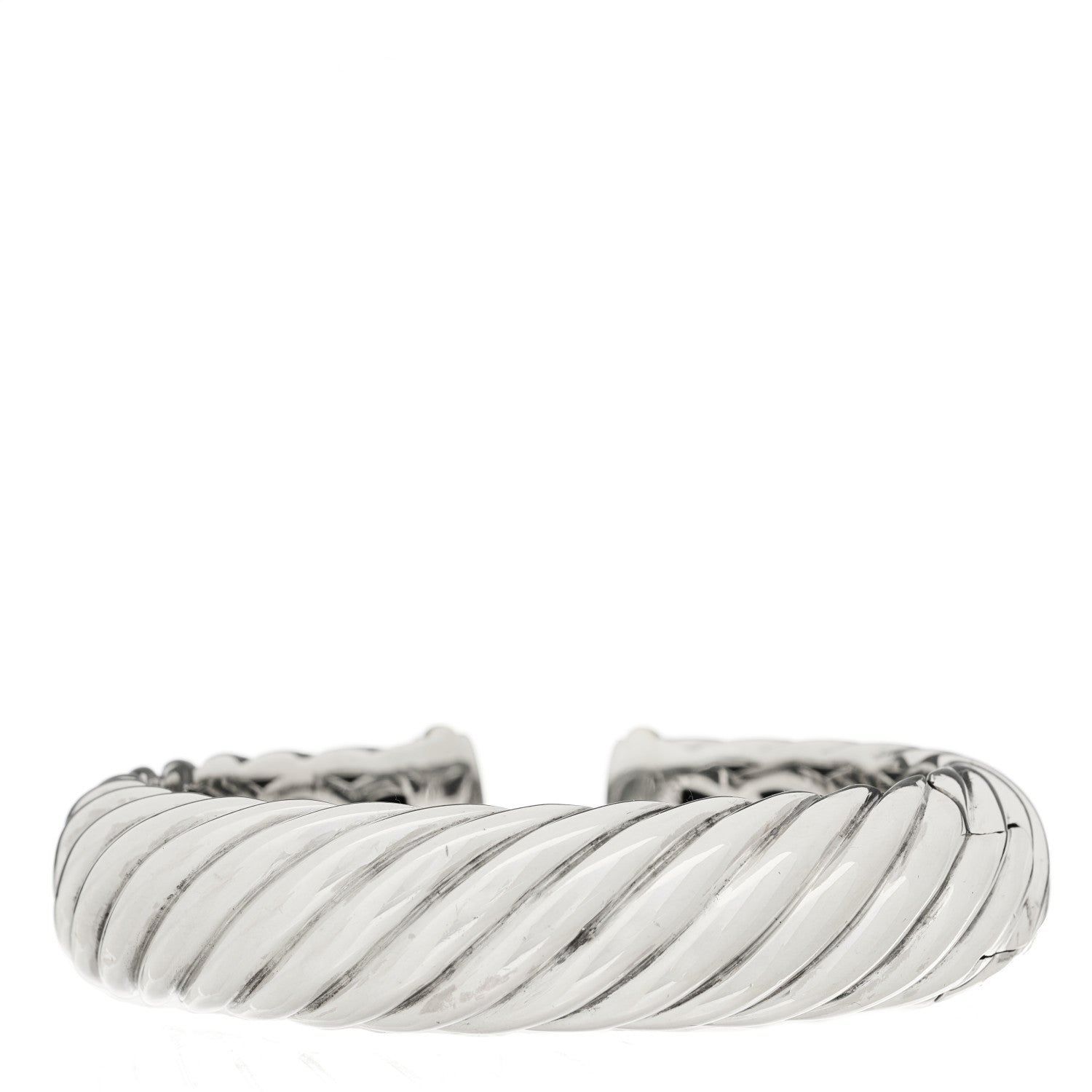 David Yurman Sterling Silver 18K Yellow Gold 14mm Sculpted Cable Cuff Bracelet 1 of 3
