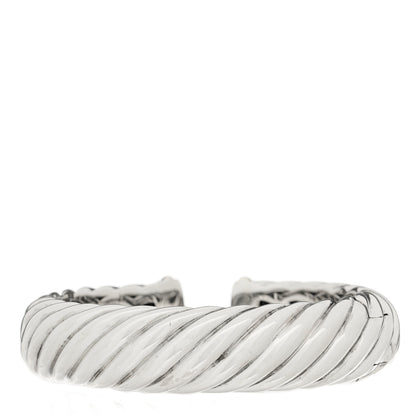 David Yurman Sterling Silver 18K Yellow Gold 14mm Sculpted Cable Cuff Bracelet 1 of 3