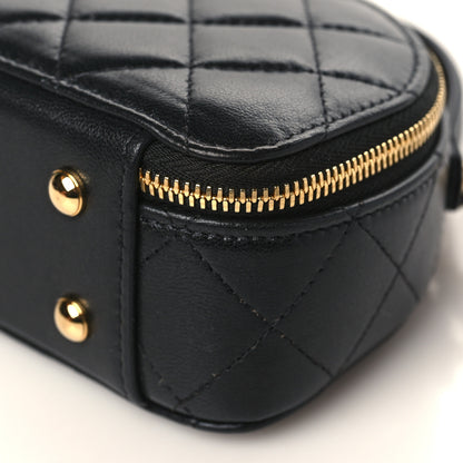 Chanel Lambskin Quilted Mini Chic Riviera Top Handle Vanity Case Black 8 of 9