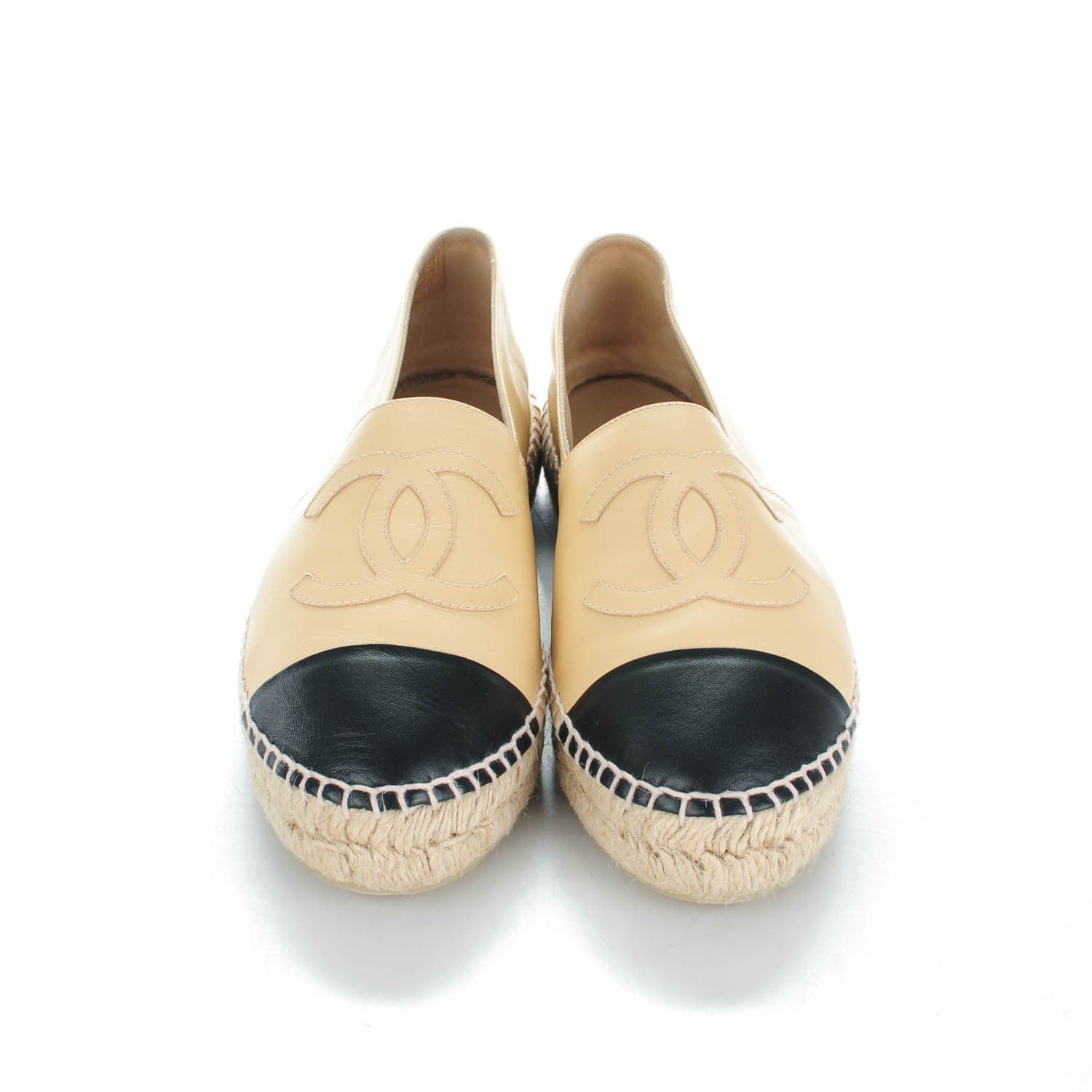 Chanel Lambskin CC Espadrilles 39 Beige Black 2 of 8